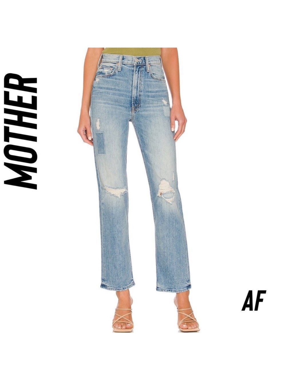 MOTHER Light Blue Distressed High Rise Women's Jeans